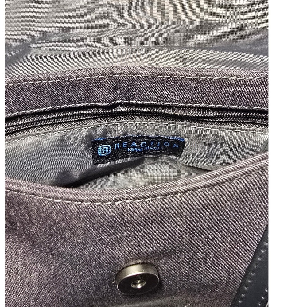 Reaction Kenneth Cole Small Gray Denim Foldover Clutch Shoulder Bag - Picture 7 of 9